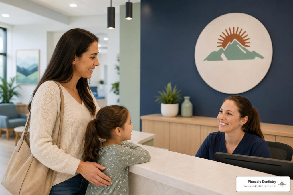 parent and child at a family dental office for childrens dental services