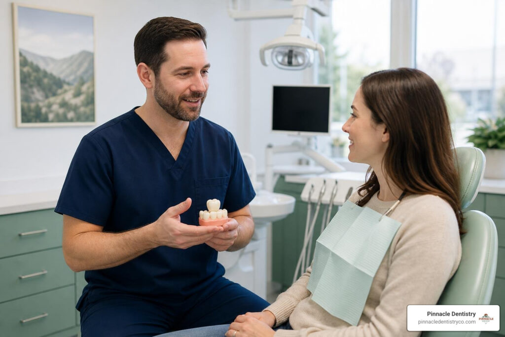 temporary dental crown care dentist explaining aftercare